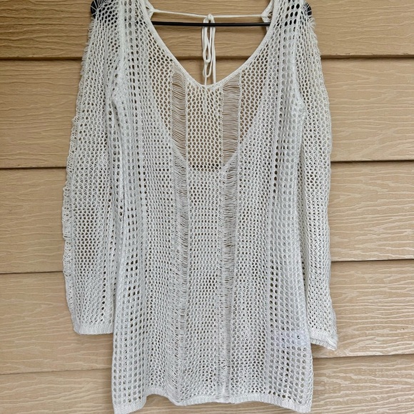 Edoyee White Crochet Beach Cover-Up Sz M nwot, 017 - Picture 2 of 3